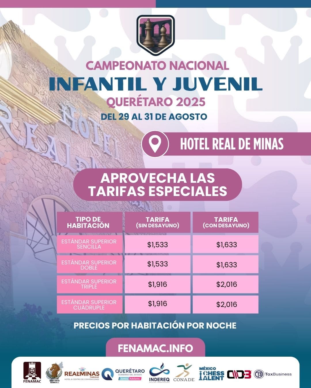 Tarifas especiales del Hotel Real de Minas para el evento