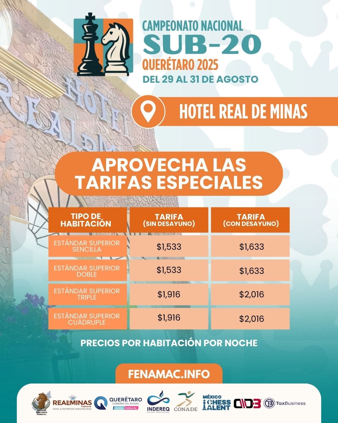 Tarifas especiales del Hotel Real de Minas para el evento Sub-20
