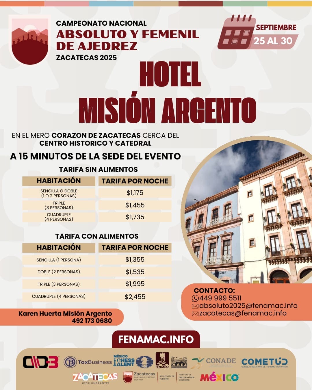Tarifas preferenciales en Hotel Misión Argento para el Campeonato Nacional Absoluto y Femenil 2025