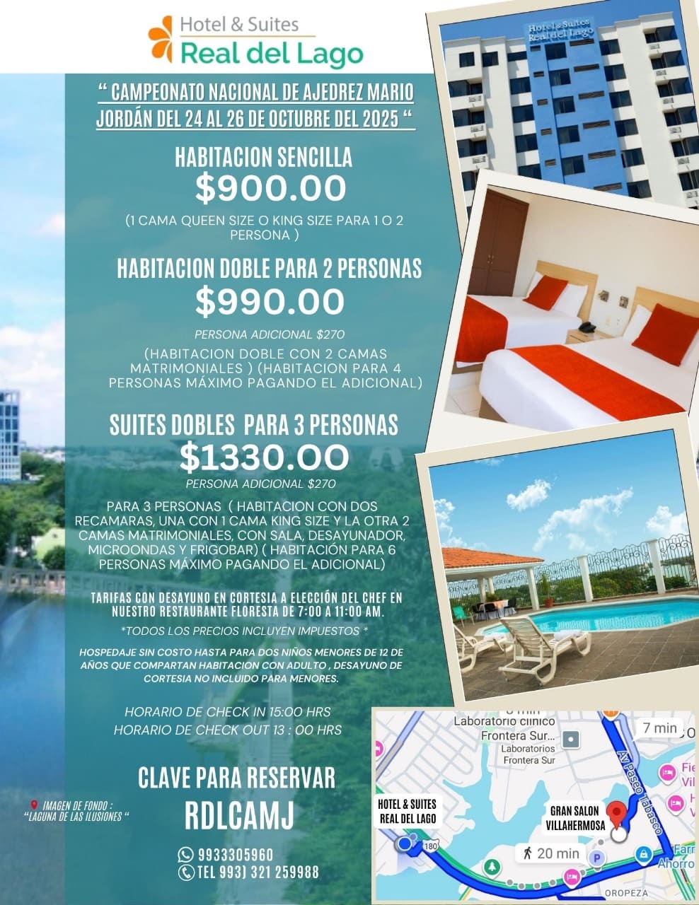 Tarifas especiales en Hotel Real del Lago para el Torneo Mario Jordán en Villahermosa